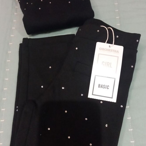Girls' set new with rhinestones, 4 years 104cm, black Orchestra