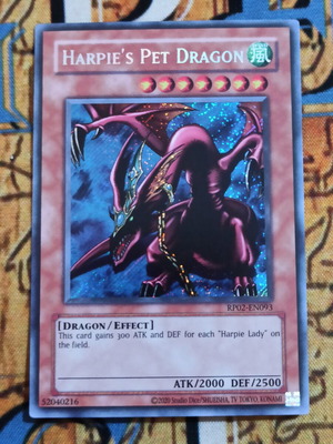 Harpie's Pet Dragon Secret Rare κάρτα Yu-Gi-Oh! σαν καινούργιο