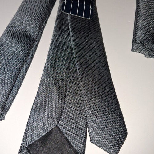 Federico tie with pocket square new, gray graphite