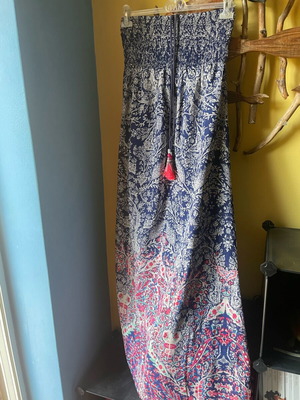 Strapless long dress like new, size S, blue and red