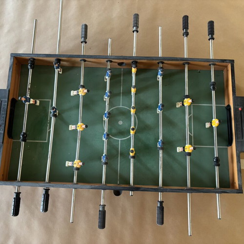 Wooden foosball table 106x60 cm, blue and yellow