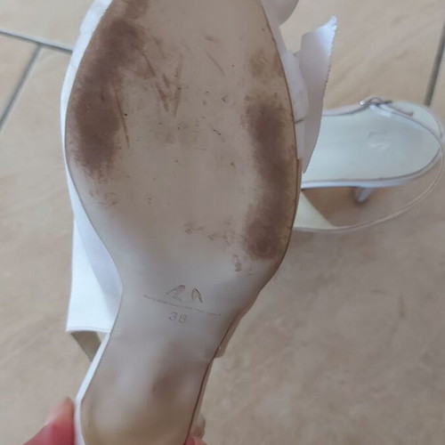 Mourtzi white wedding heels size 38 used