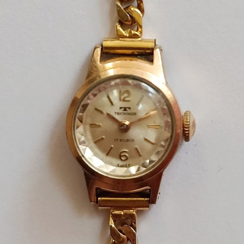 Technos vintage women's wristwatch 17 rubis used, gold tone