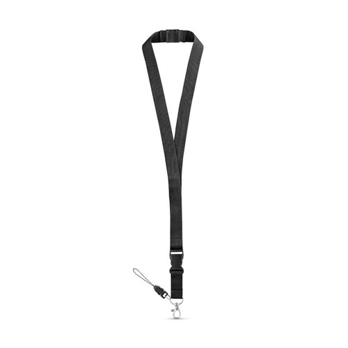 Lanyard black with double buckle new