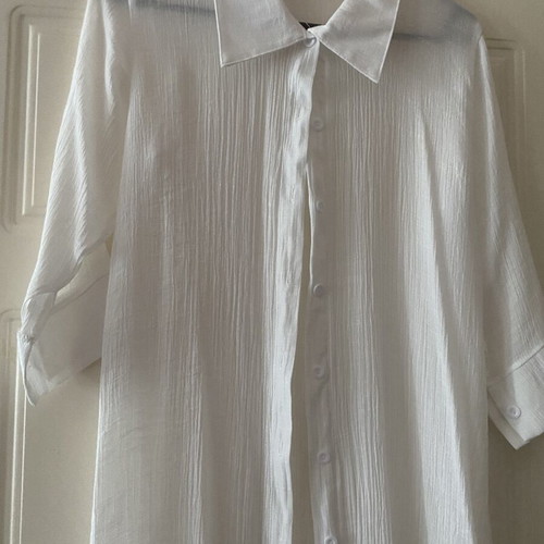 White Long Shirt Tunic Plissé used, size XS