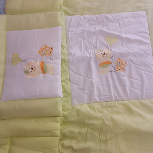Baby Crib Bedding Set with Embroidered Teddy Bears