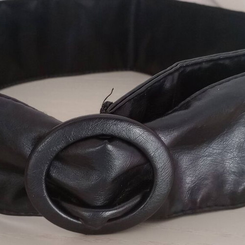 Wide faux leather belt like new, black, size 120 cm