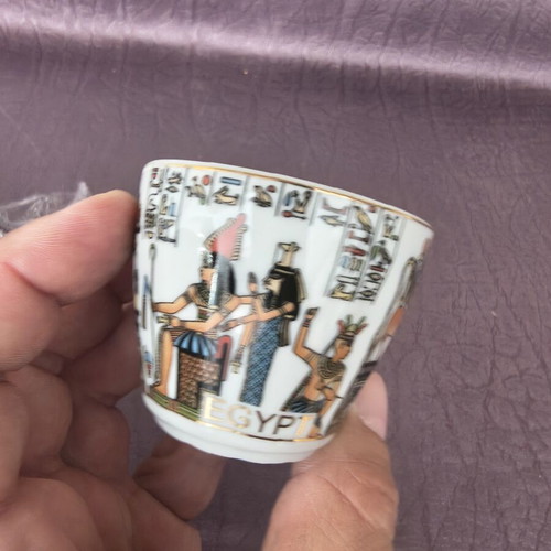 Fathy Mahmoud Egyptian Design Espresso Cup Set, 6 pcs with saucers and decorative mug