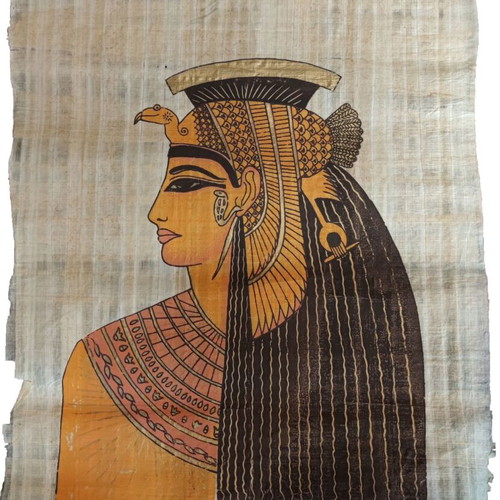 Egyptian painting on papyrus Cleopatra like new