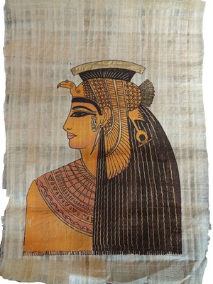 Egyptian painting on papyrus Cleopatra like new