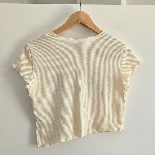 Bershka crop top, yellow, size M/L, asymmetrical