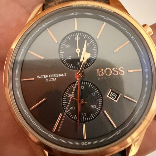 Hugo Boss men's wristwatch with brown leather strap, like new