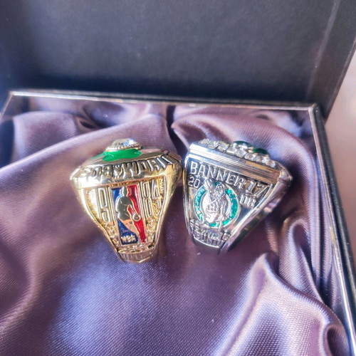 Boston Celtics Garnett and Larry Bird championship rings set