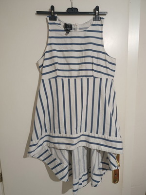 Sleeveless striped top, Access, size L, white and blue