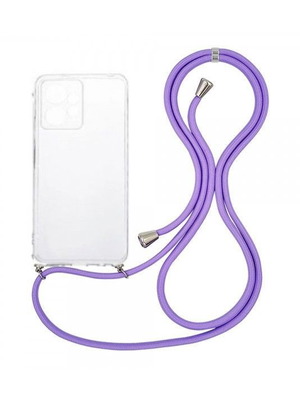 Back Cover σιλικόνης με λουράκι για Poco M6 Pro 4G λιλά καινούργιο