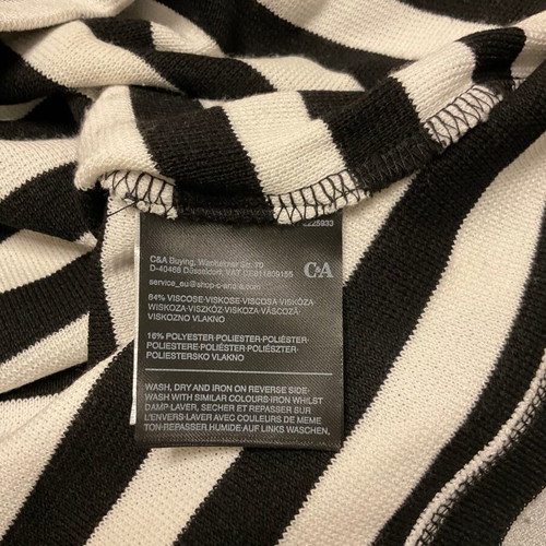 C&A Sleeveless Black and White Striped Dress New, Size L