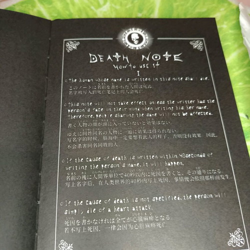 Death Note notebook new with bookmark and feather pen