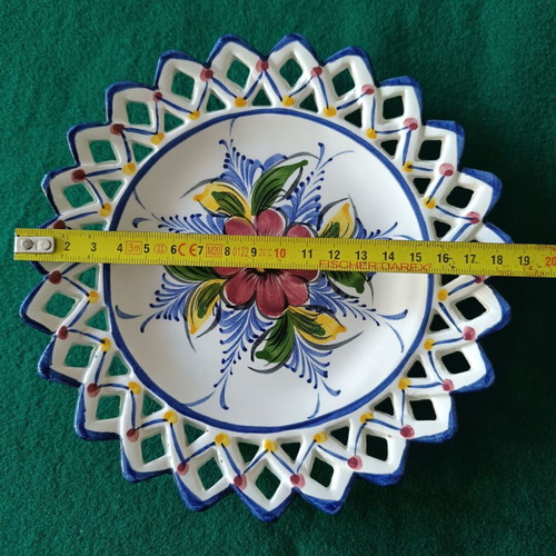 Vintage ceramic decorative plate handmade, like new, from France