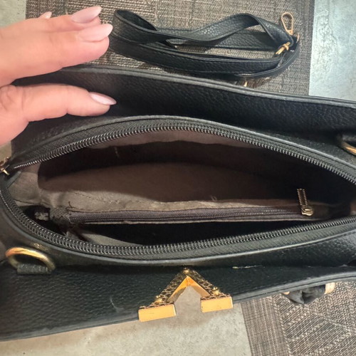 Handbag used, black with gold V detail