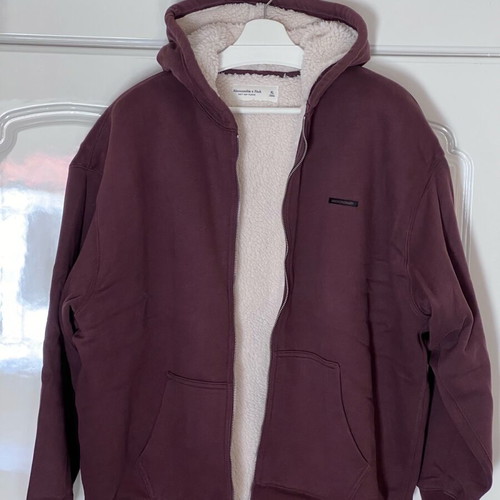 Abercrombie & Fitch fleece jacket XL like new, dark red