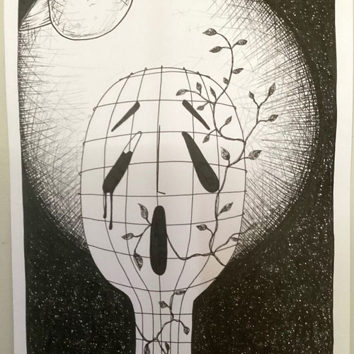 Sketch figure new with pen on Bristol paper 35x23.6cm