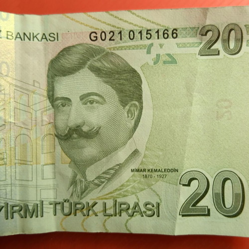 Lot 295 Turkish lira banknotes used