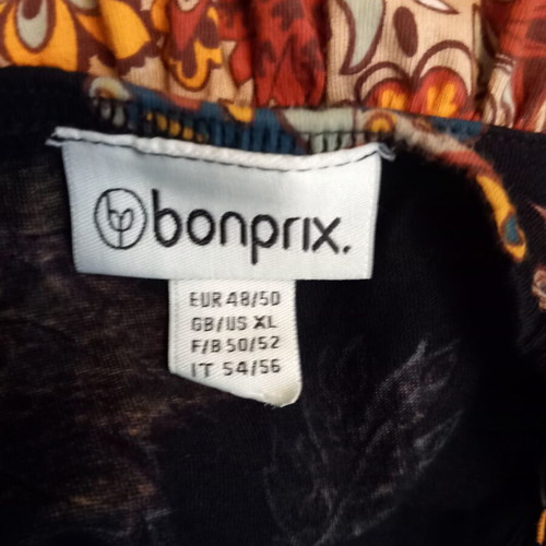 BonPrix maxi dress like new, floral black, organic cotton, sizes 48-50
