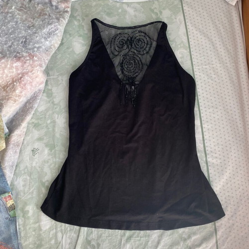 Vintage black Raxevsky top new with rhinestones, viscose, size L