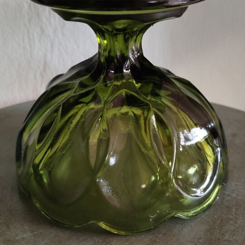 Anchor Hocking vintage Depression Glass footed bowl avocado green
