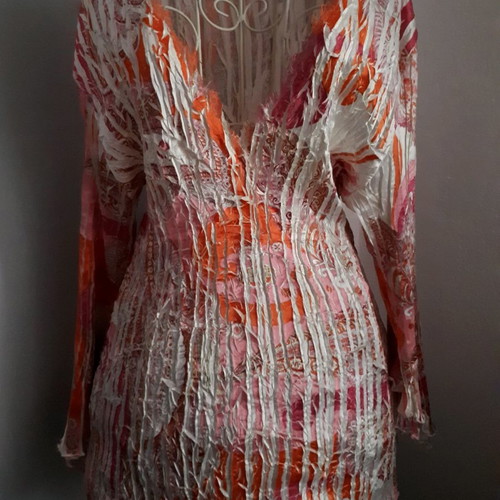 Spring blouse used, orange with lace, size M