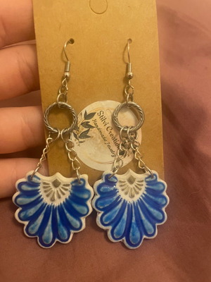 Long blue earrings handmade unique piece new