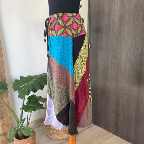 Maxi Patchwork Skirt used, ethnic boho colorful