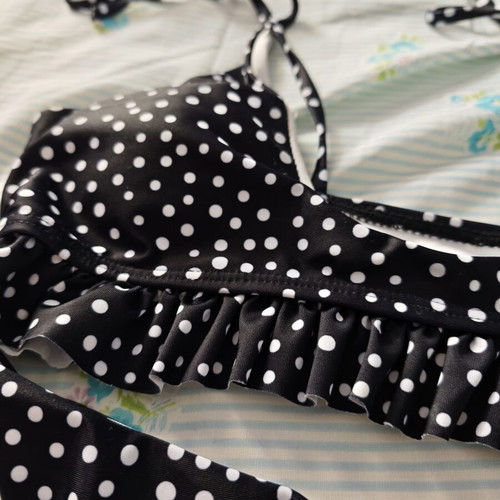 Polka Dot Bikini with Frill top, like new, size M