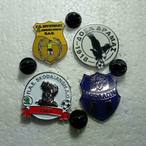 Football collectible pins new, Ergotelis, Doxa Dramas, Skoda Xanthi, Apollon Athens