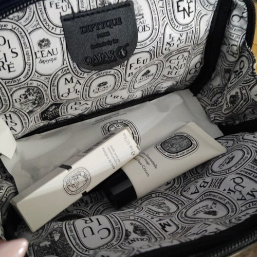 Diptyque Perfume Set new with leather bag and skincare cream