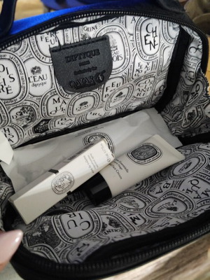 Diptyque Perfume Set new with leather bag and skincare cream