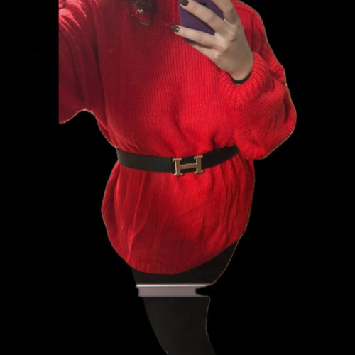 Thick knitted sweater new, red