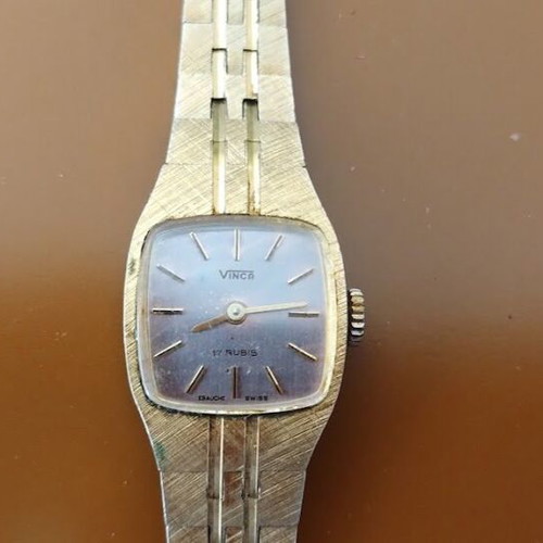 Vinca women's wristwatch used, gold-plated, mechanical, 17 rubis