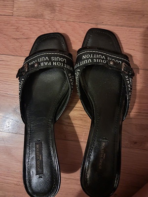 Louis Vuitton Revival leather mules size 37, like new, black