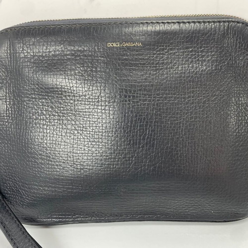 Dolce & Gabbana men leather clutch used, gray