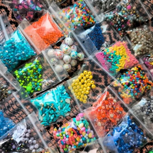 Beads used, various sizes in bags