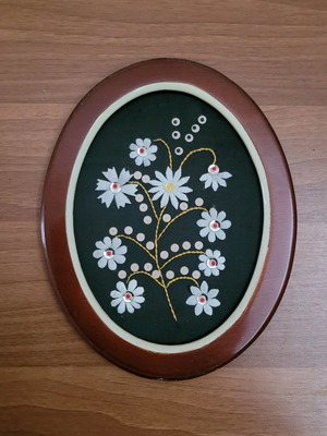 Framed embroidery artwork