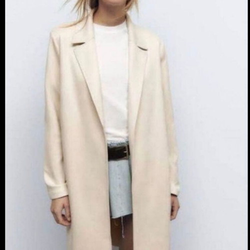 Zara Faux Suede Long Coat, beige