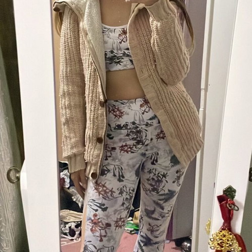 Bershka long cardigan like new, white and pink with fur lining