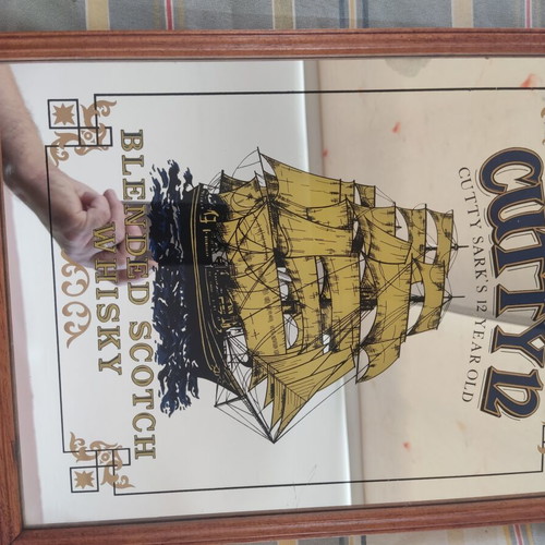 Cutty Sark mirror used with minor scratches and haze, approx. 30x40 cm