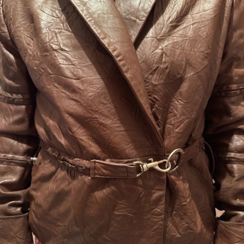 Rebecca Blu leather coat with detachable collar like new, brown, size M