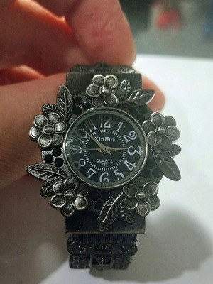 Orsalia Vintage floral ρολόι quartz καινούργιο, μαύρο-γκρι