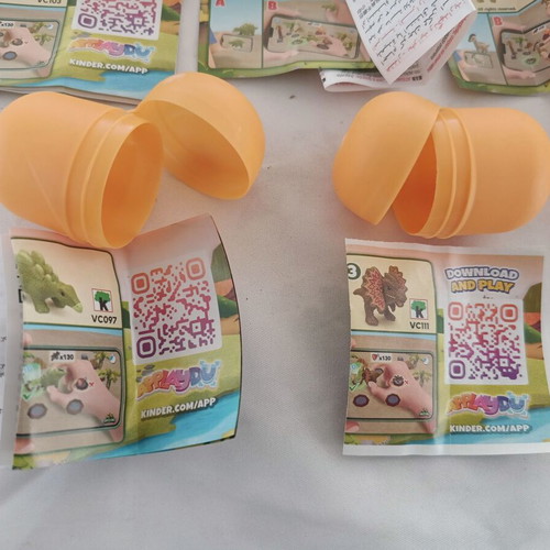 Kinder Dinosaur Egg Capsules Pack of 11 New with Paper Inserts