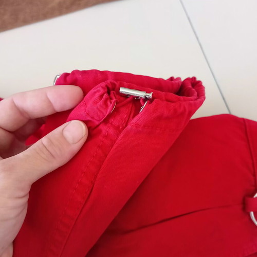 Bershka red pants and Zara colorful tops set, small