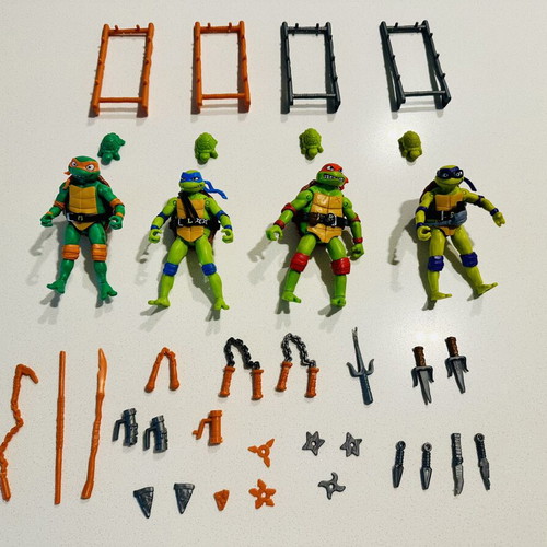 TNMT movie figures used with accessories Leonardo Donatello Michelangelo Raphael